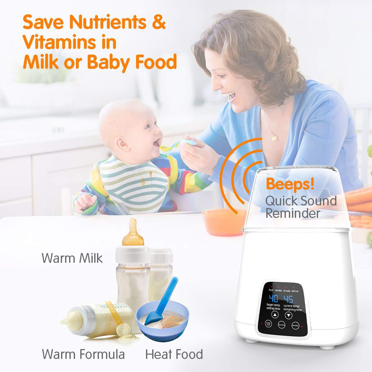 Amazon hot sales Intelligent LCD touch screen baby feeding bottle warmer
