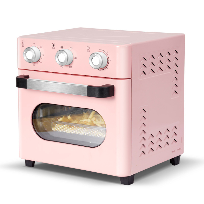 16L粉色多功能2合1空气烤箱